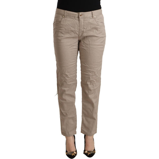 Acht Beige Tencel Mid Waist Tapered Casual Pants PAN72167 - 42