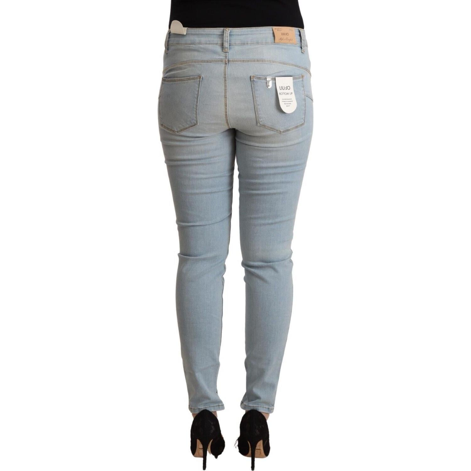 Liu Jo Light Blue Cotton Mid Waist Slim Fit Denim Jeans