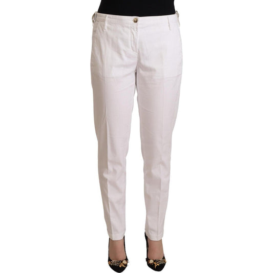 Jacob Cohen White Mid Waist Tapered Birgitte Pants PAN72620 - 31
