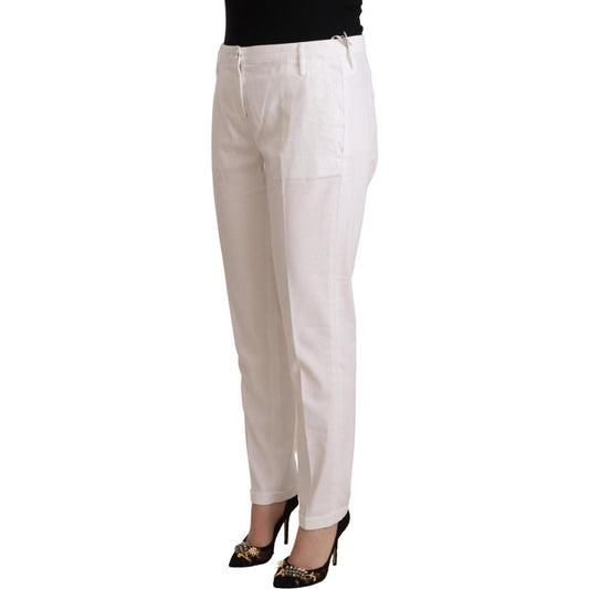 Jacob Cohen White Mid Waist Tapered Birgitte Pants PAN72620 - 31