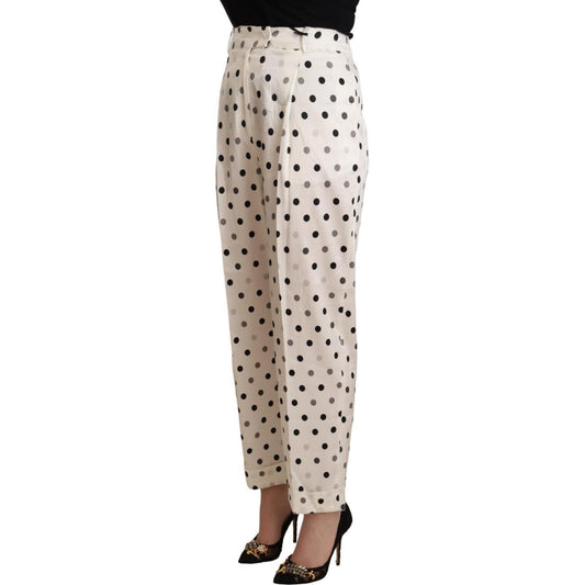 Ermanno Scervino White Polka Dotted High Waist Tapered Pants PAN72641 - 42