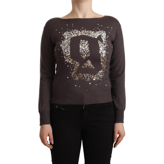 John Galliano Brown Wool Sequined Long Sleeves Pullover Sweater TSH6750 - 36