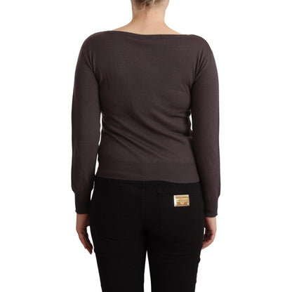 John Galliano Brown Wool Sequined Long Sleeves Pullover Sweater