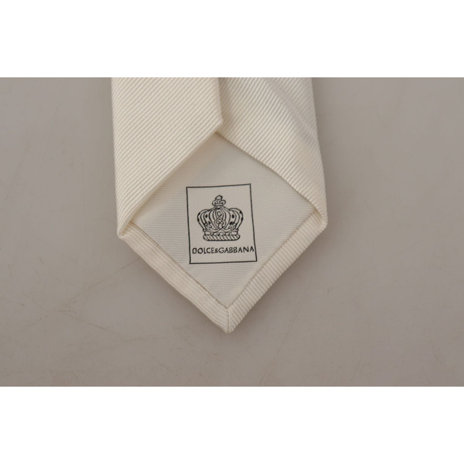 Dolce & Gabbana Off-White 100% Silk Slim Adjustable  Accessory Necktie