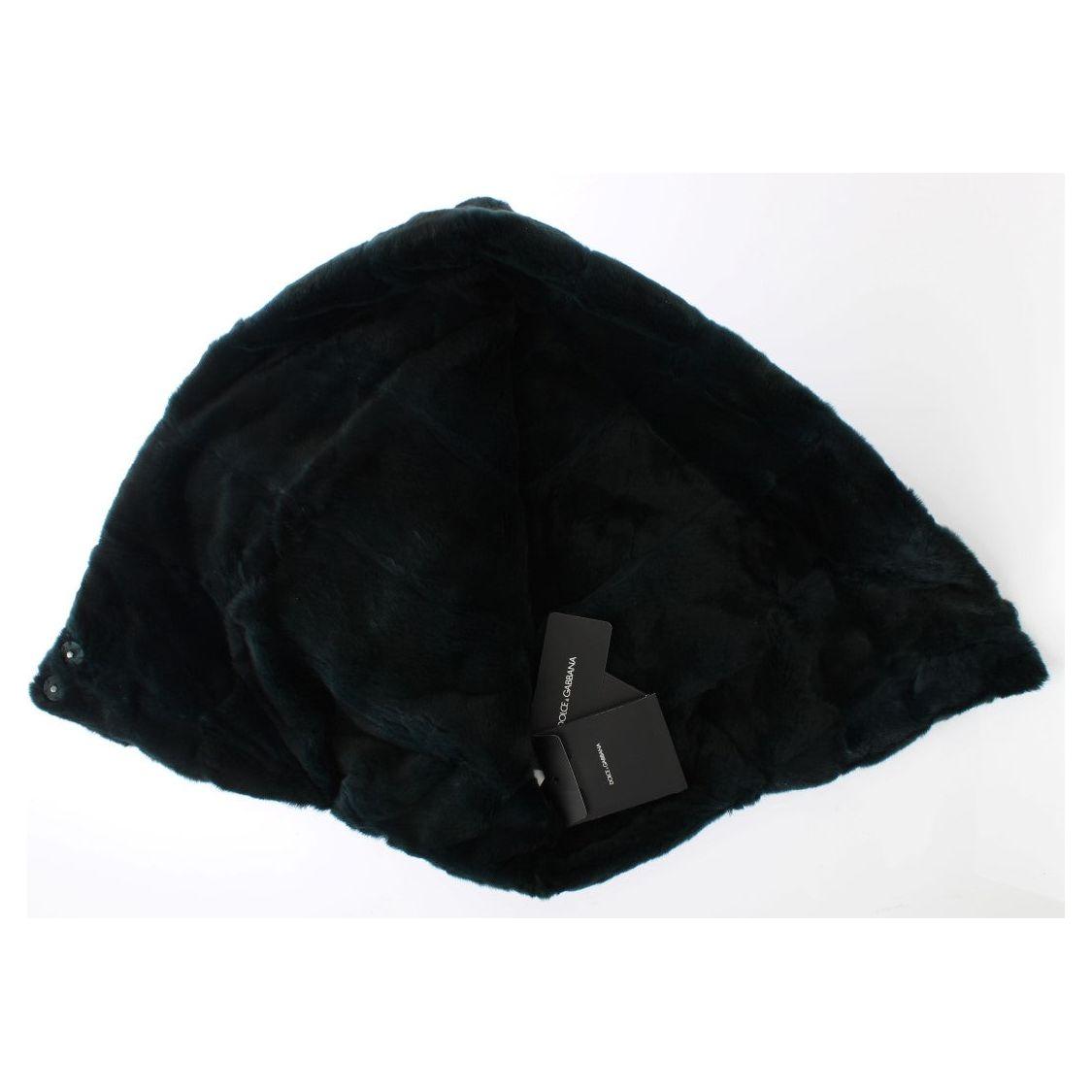 Dolce & Gabbana Green Weasel Fur Crochet Hood Scarf Hat Hat