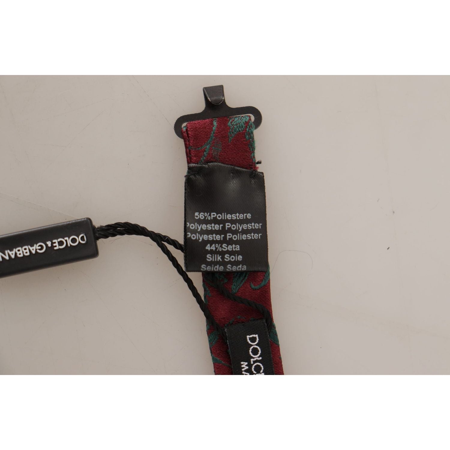 Dolce & Gabbana Maroon Pattern Adjustable Neck Papillon Bow Tie