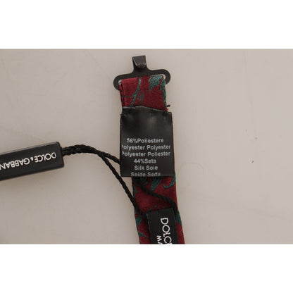 Dolce & Gabbana Maroon Pattern Adjustable Neck Papillon Bow Tie