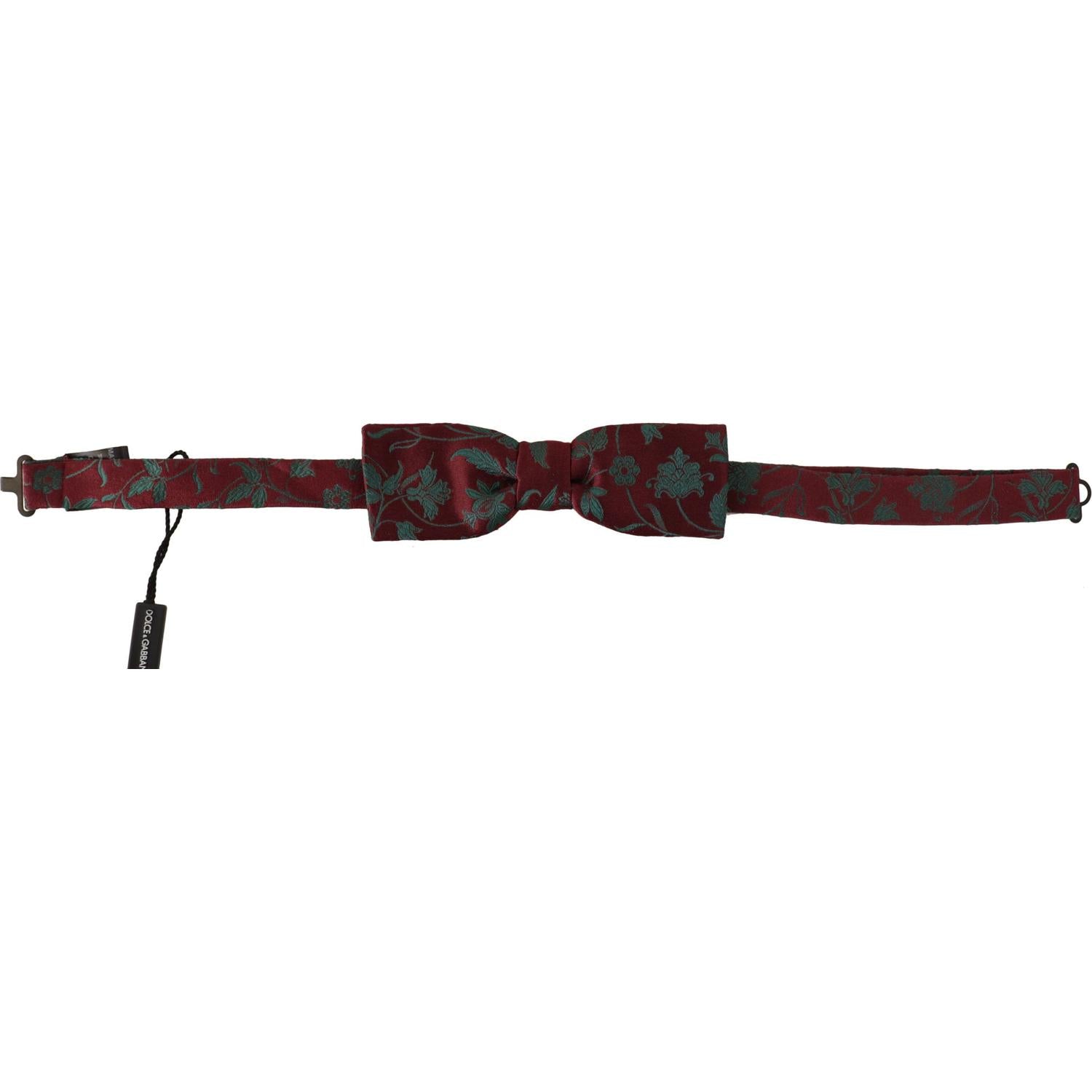 Dolce & Gabbana Maroon Pattern Adjustable Neck Papillon Bow Tie