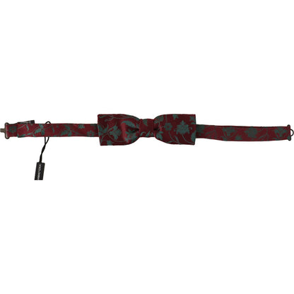 Dolce & Gabbana Maroon Pattern Adjustable Neck Papillon Bow Tie
