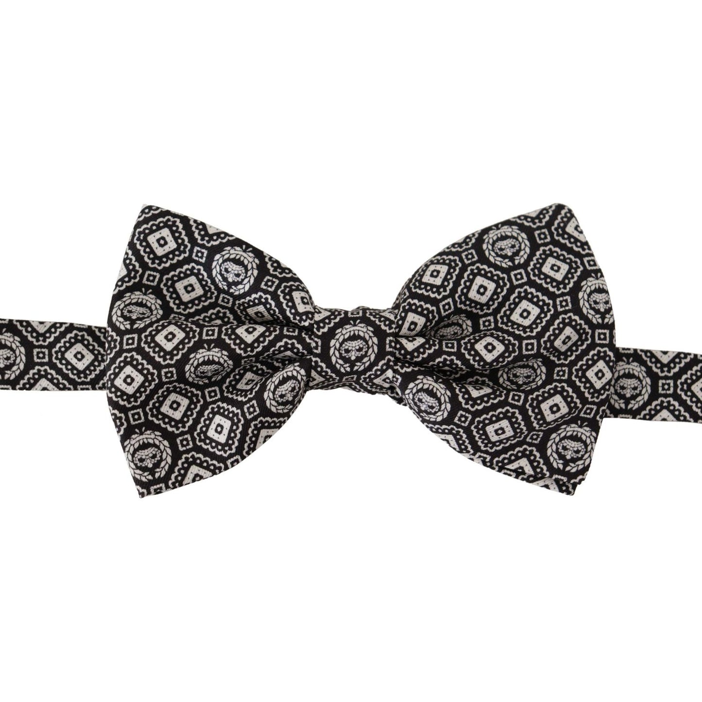 Dolce & Gabbana Black white 100% Silk Adjustable Neck Papillon Tie