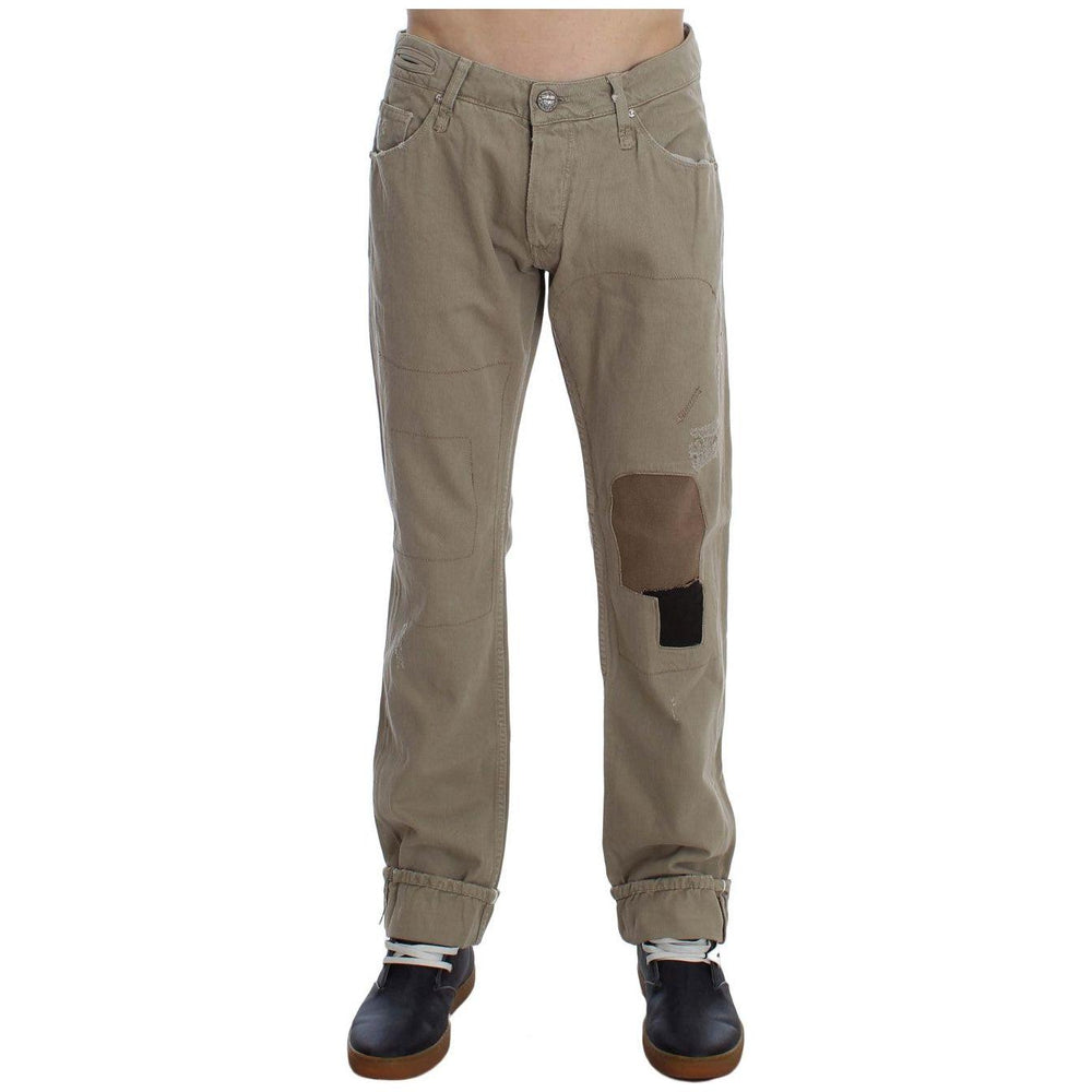 Acht Beige Cotton Patchwork Jeans SIG30450-1