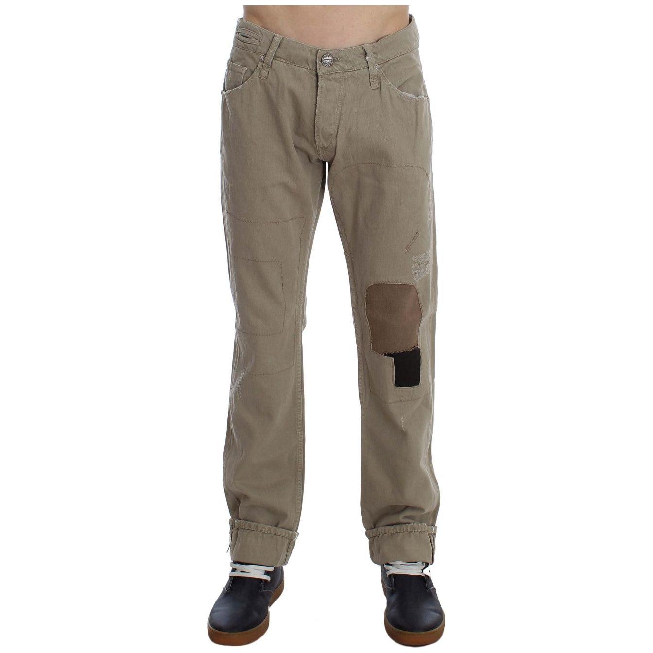 Acht Beige Cotton Patchwork Jeans SIG30450-1