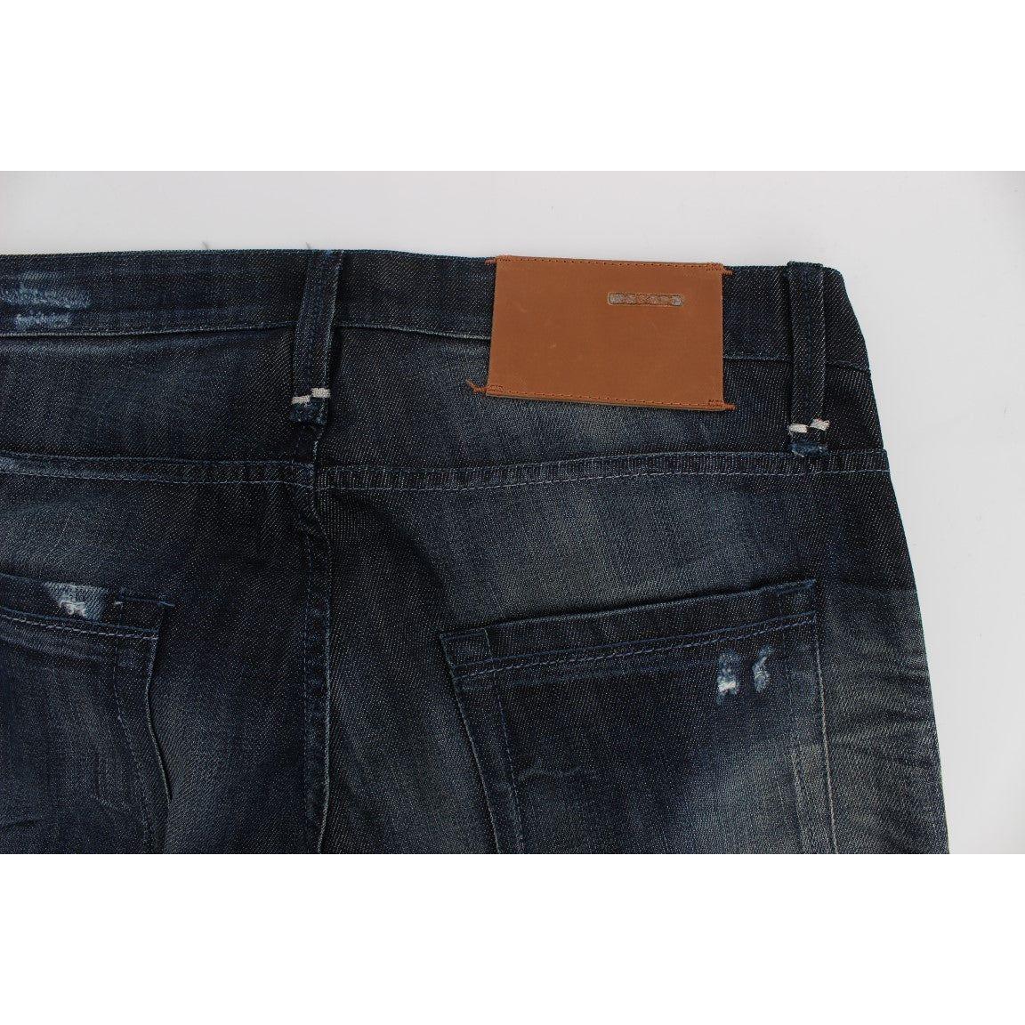 Acht Blue Cotton Regular Straight Fit Jeans Jeans & Pants
