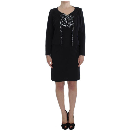 BENCIVENGA Black Stretch Sheath Dress & Sweater Set 1728,28% Viscose,5% Elastane,67345645728,BENCIVENGA,Black,Clothing,Dresses - Women - Clothing,IT42|M,Material: 67% Polyester,New with tags,Suits & Blazers - Clothing,Sweaters - Women - Clothing,Two-Piece