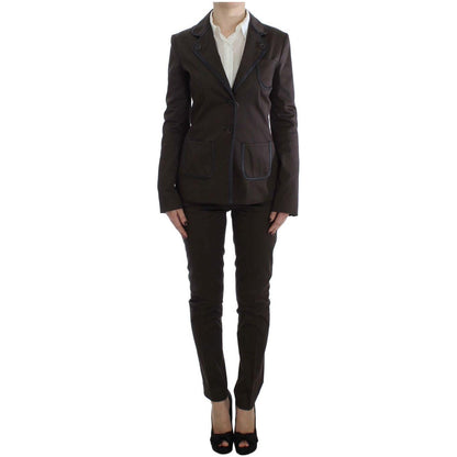Exte Brown Stretch Two Button Suit