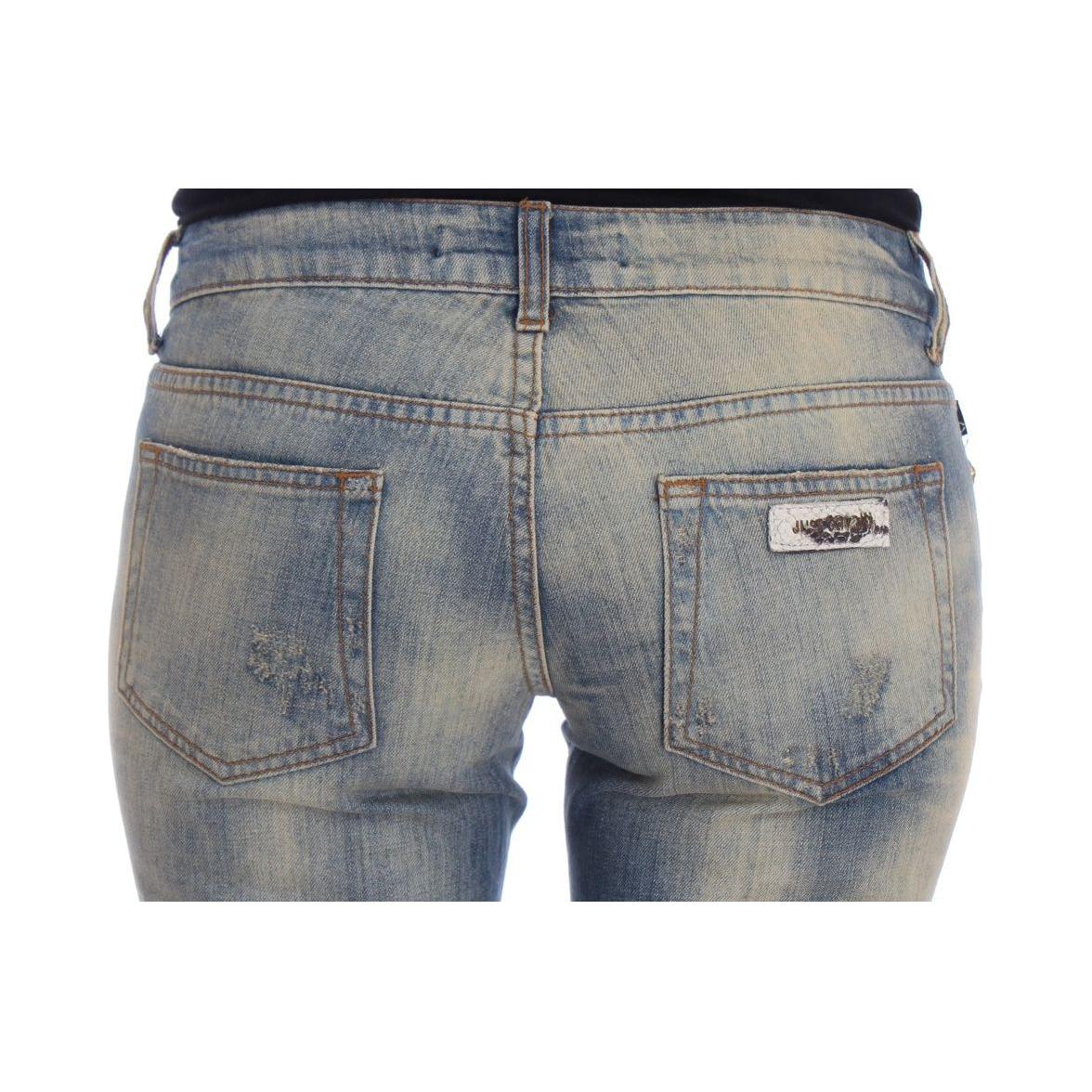 Cavalli Blue Wash Cotton Slim Fit Bootcut Jeans