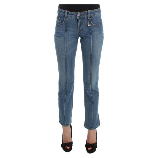 Costume National Blue Cotton Slim Fit Cropped Jeans Jeans & Pants