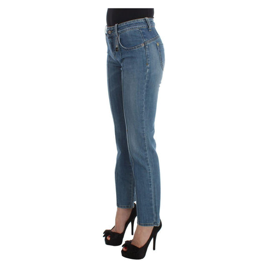 Costume National Blue Cotton Slim Fit Cropped Jeans Jeans & Pants