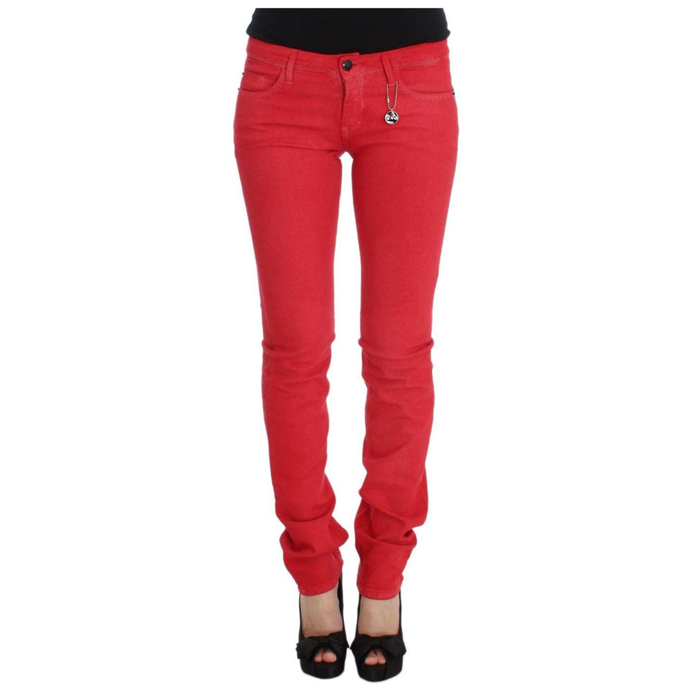 Costume National Chic Red Slim Fit Jeans Costume National Firebrick