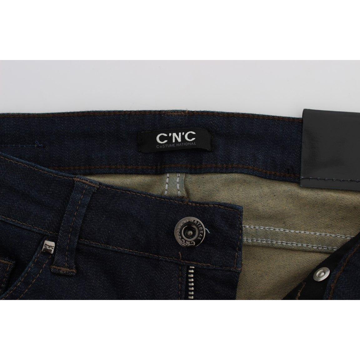 Costume National Blue Cotton Blend Slim Fit Jeans Jeans & Pants