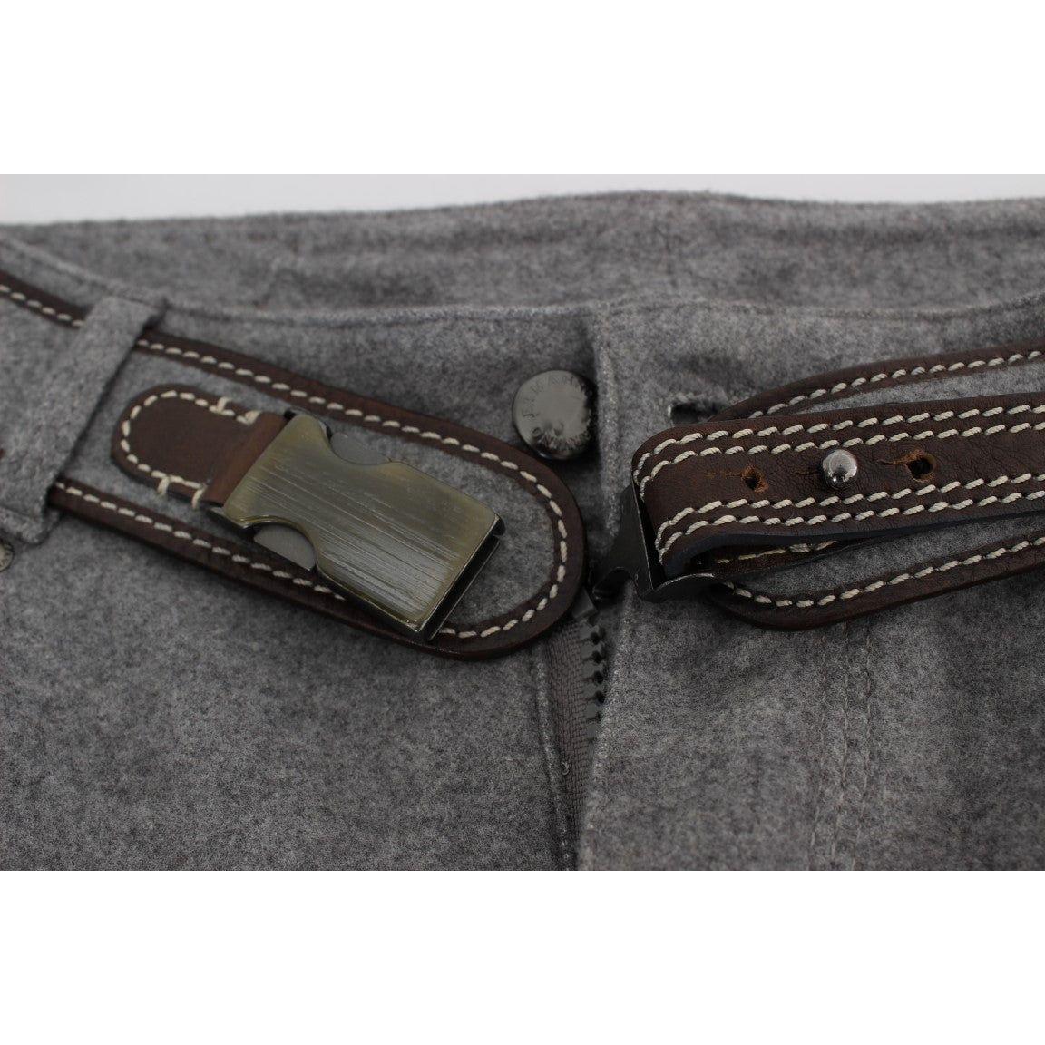 Ermanno Scervino Gray Cotton Slim Fit Casual Bootcut Pants
