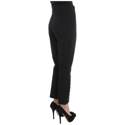 Ermanno Scervino Black Cotton Blend Capri Cropped Pants Jeans & Pants
