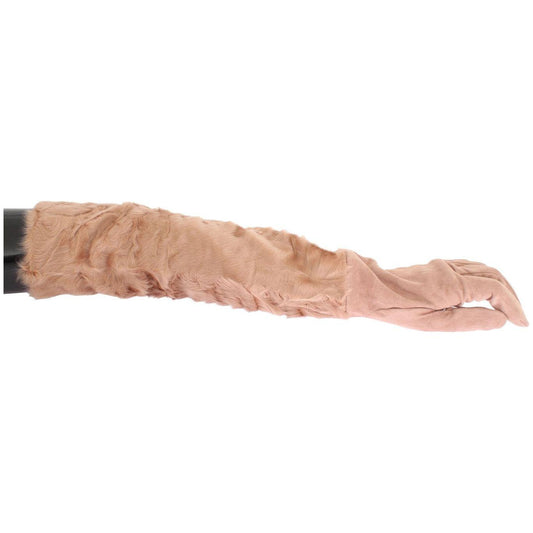 Dolce & Gabbana Beige Suede Xiangao Fur Elbow Gloves LB139-1