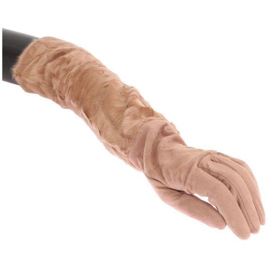 Dolce & Gabbana Beige Suede Xiangao Fur Elbow Gloves LB139-1