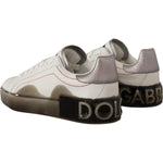 Dolce & Gabbana White Leather Shoes Womens Logo Portofino Sneakers LA9758-36