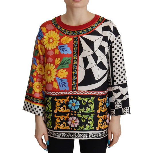 Dolce & Gabbana Multicolor Printed Baroque Loose Long Sleeve