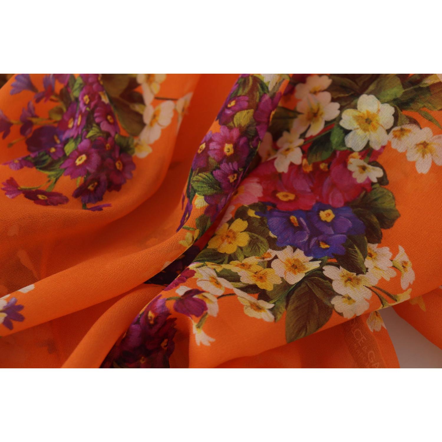 Dolce & Gabbana Orange Floral Print Long Sleeve Blouse