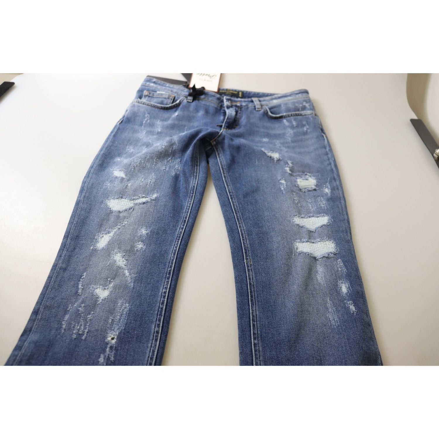 Dolce & Gabbana Blue Washed Cotton Skinny Low Waist Denim Jeans