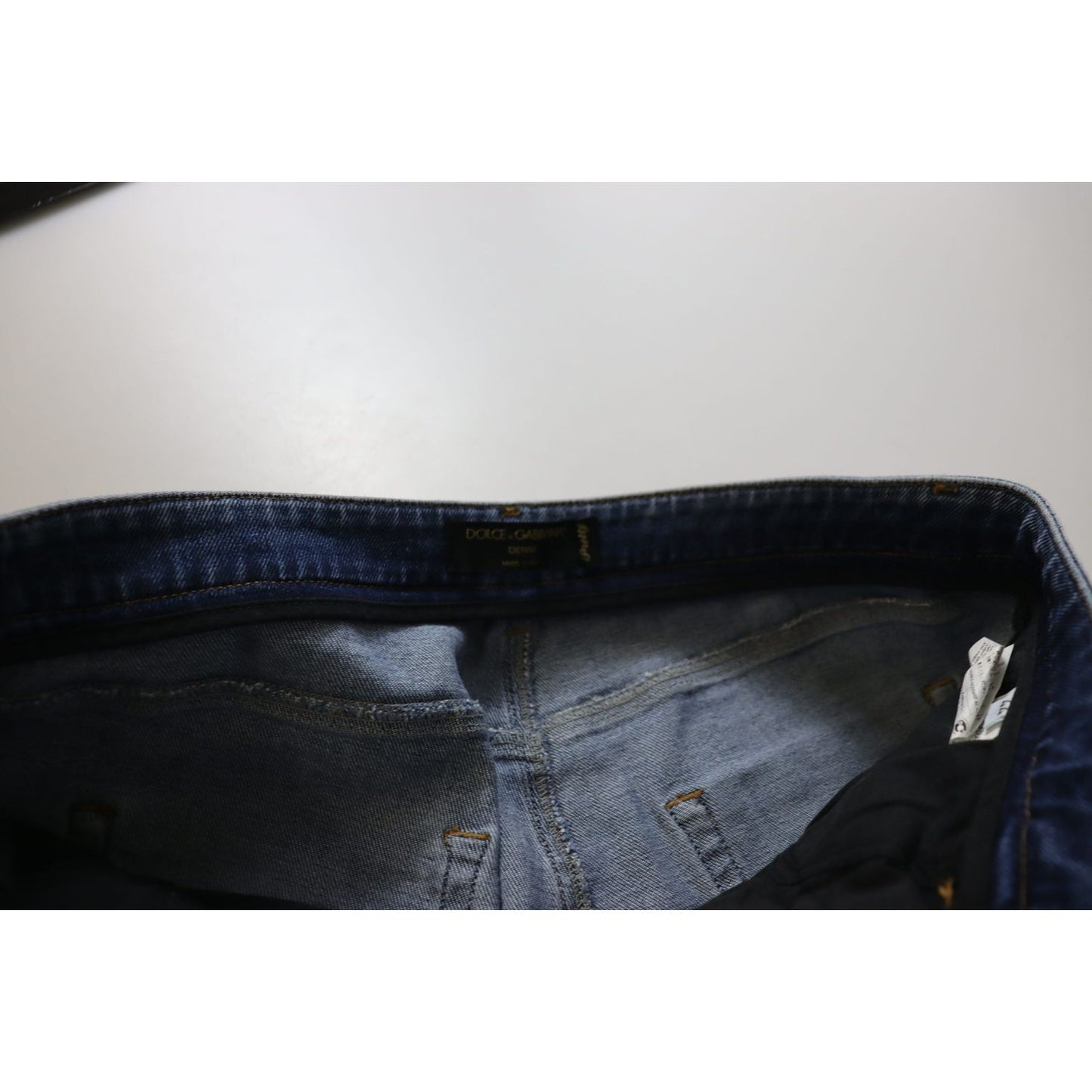 Dolce & Gabbana Blue Washed Cotton Skinny Low Waist Denim Jeans