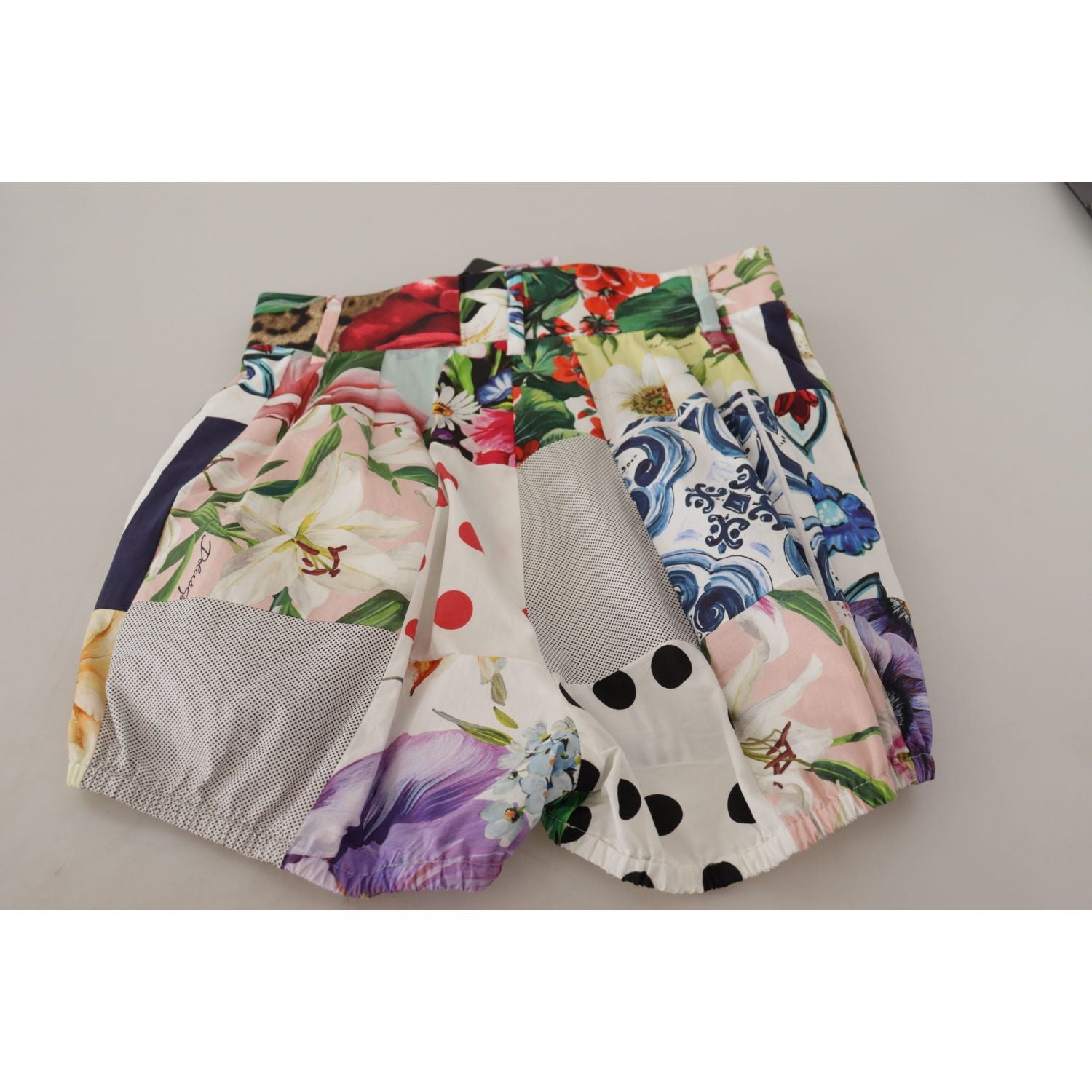 Dolce & Gabbana Multicolor Patchwork High Waist Cotton Shorts