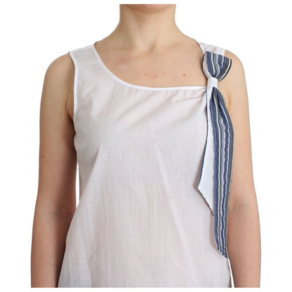 Ermanno Scervino White Blue Top Blouse Tank Shirt Sleeveless