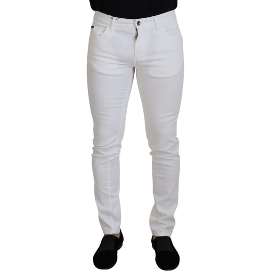 Dolce & Gabbana White Slim Skinny Stretch Cotton Denim Jeans PAN73308- 44