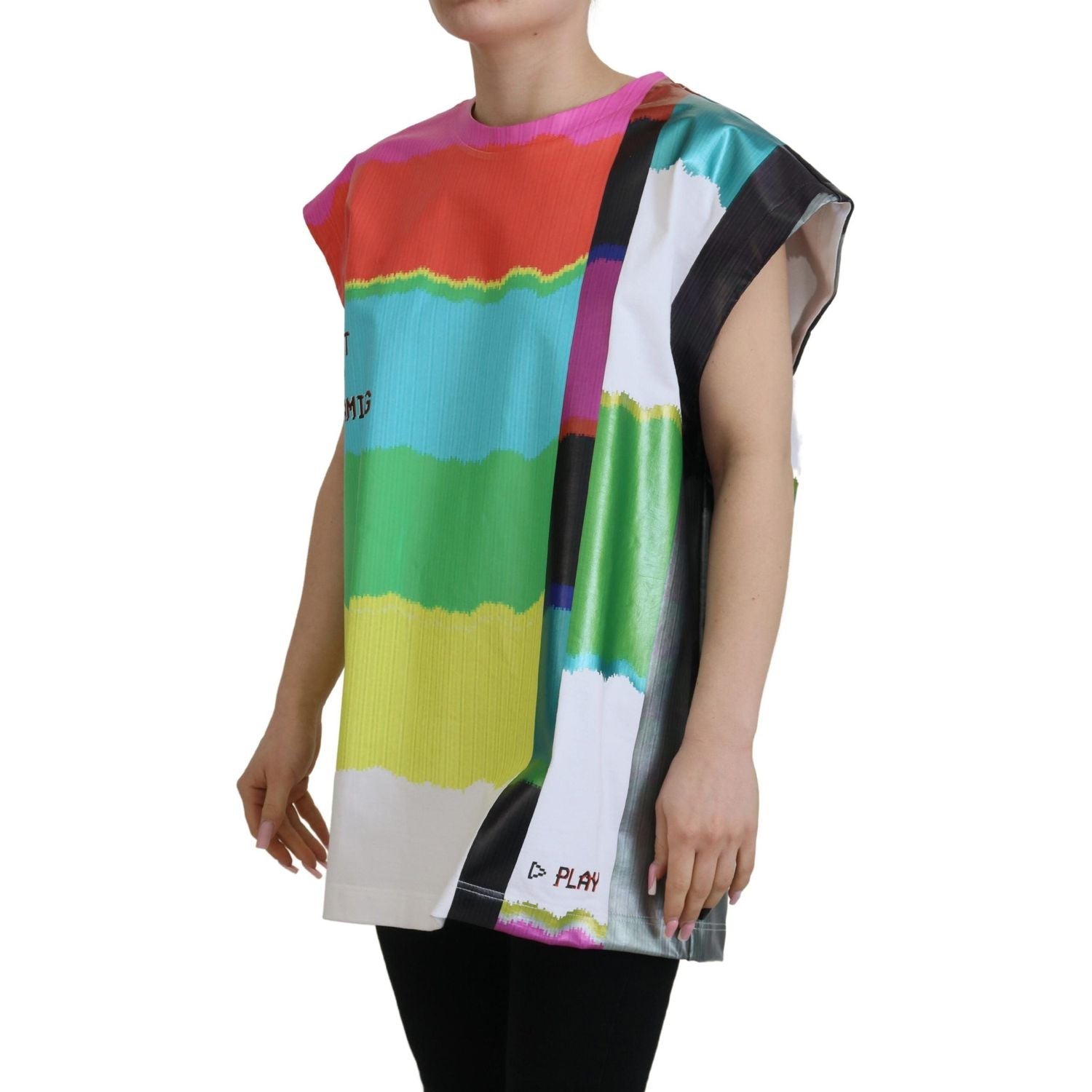Dolce & Gabbana Multicolor TV Print Blouse Cotton  T-shirt