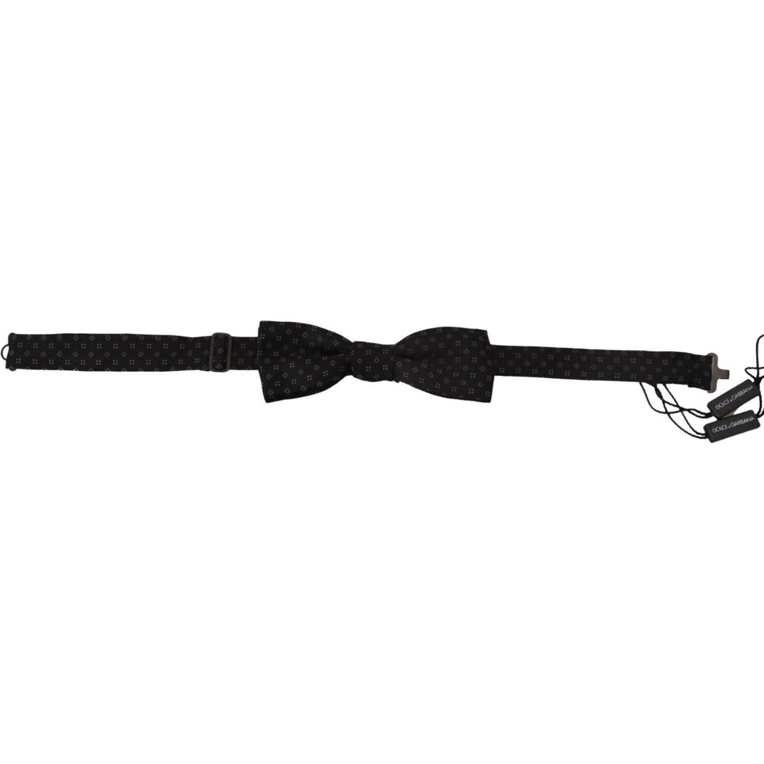 Dolce & Gabbana Black Silk Patterned Necktie Men Accessory Bow Tie
