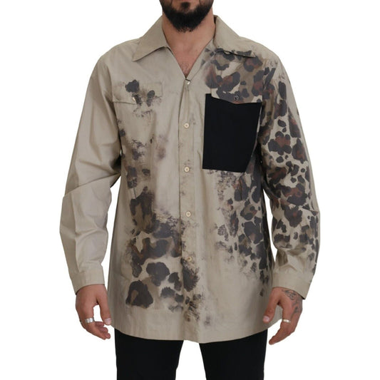 Dolce & Gabbana Beige Camouflage Cotton Long Sleeves Shirt TSH83168 - 40