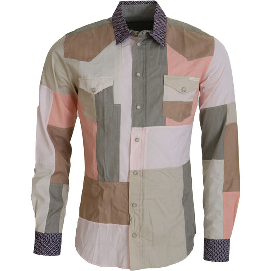 Dolce & Gabbana Multicolor Cotton Patchwork Slim Shirt