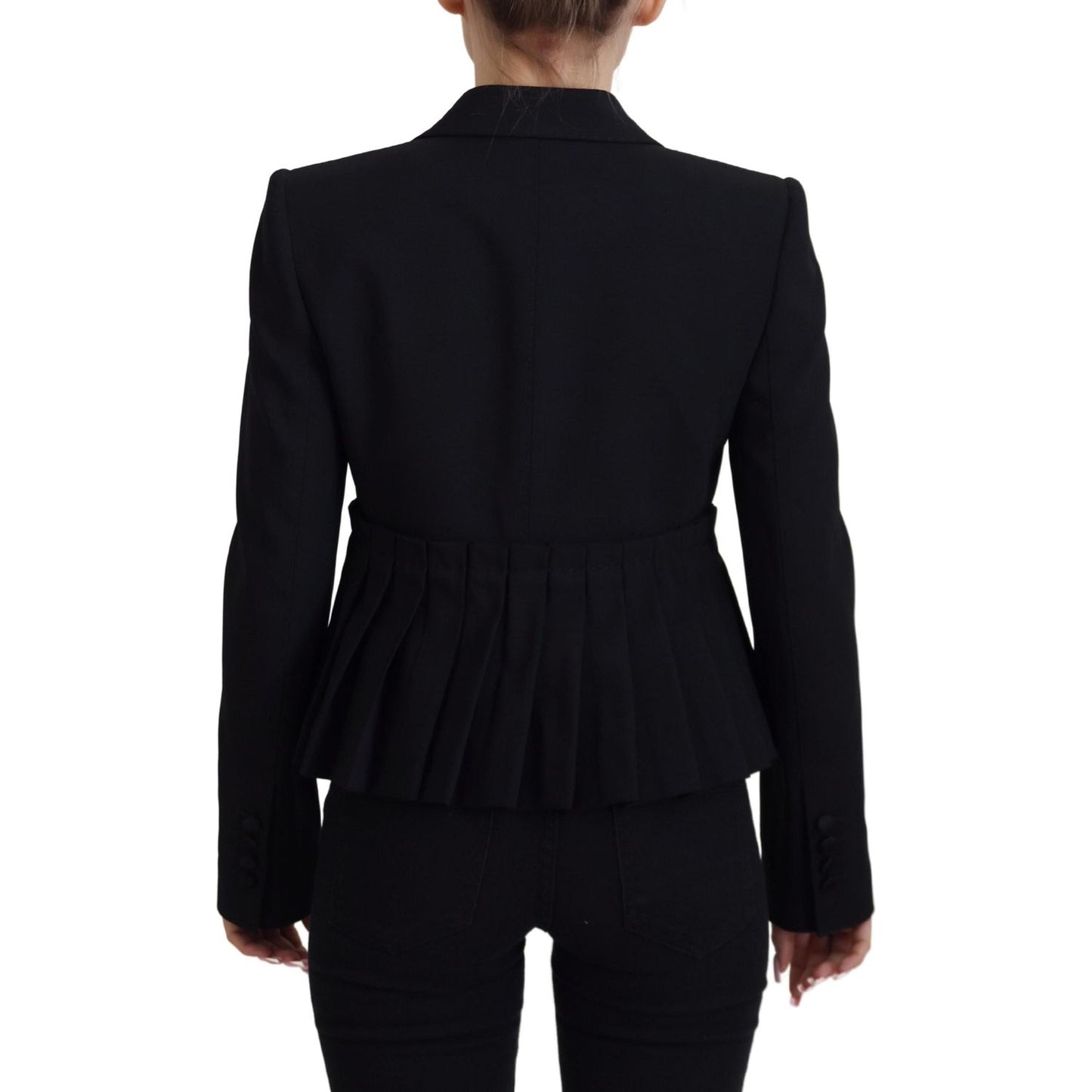 Dolce & Gabbana Black Single Breasted Fit Blazer Wool Jacket
