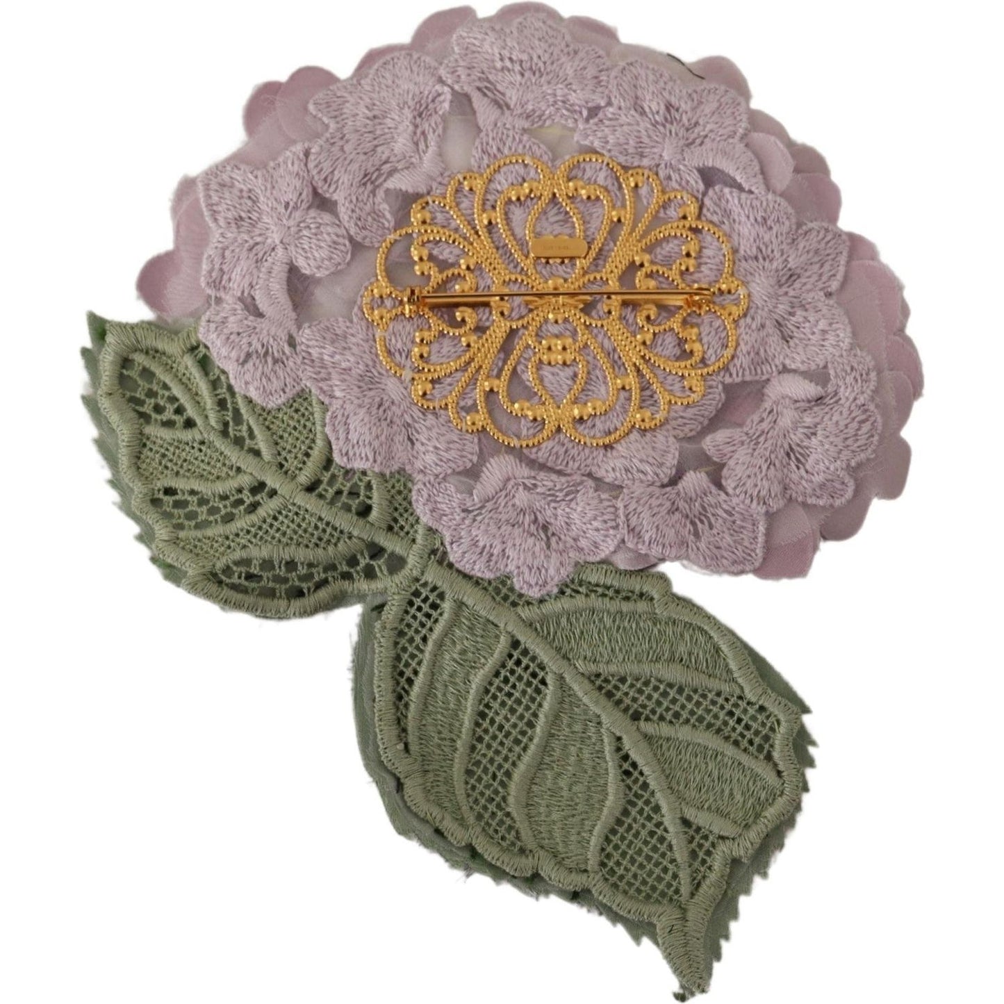 Dolce & Gabbana Purple Floral Gold Tone Brass Women Brooch Brooch
