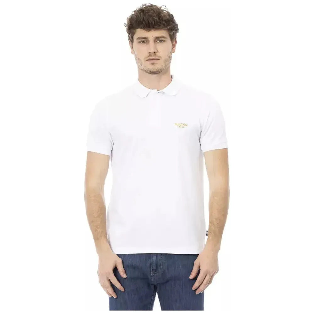 Baldinini Trend White Cotton Men Polo Shirt BA-23197-M