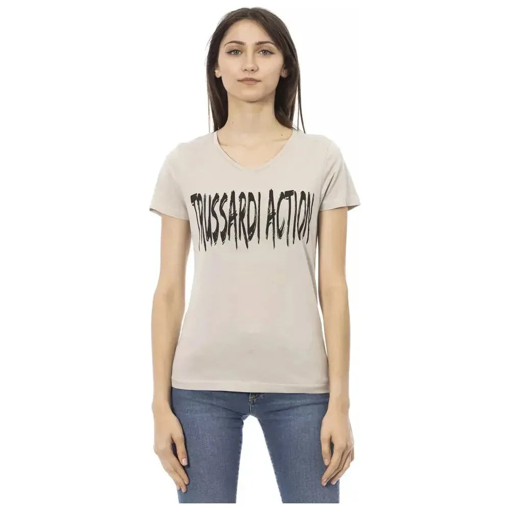 Trussardi Action Beige Cotton Women T-Shirt