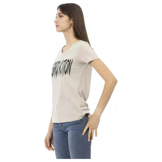 Trussardi Action Beige Cotton Women T-Shirt TR-23092-XS