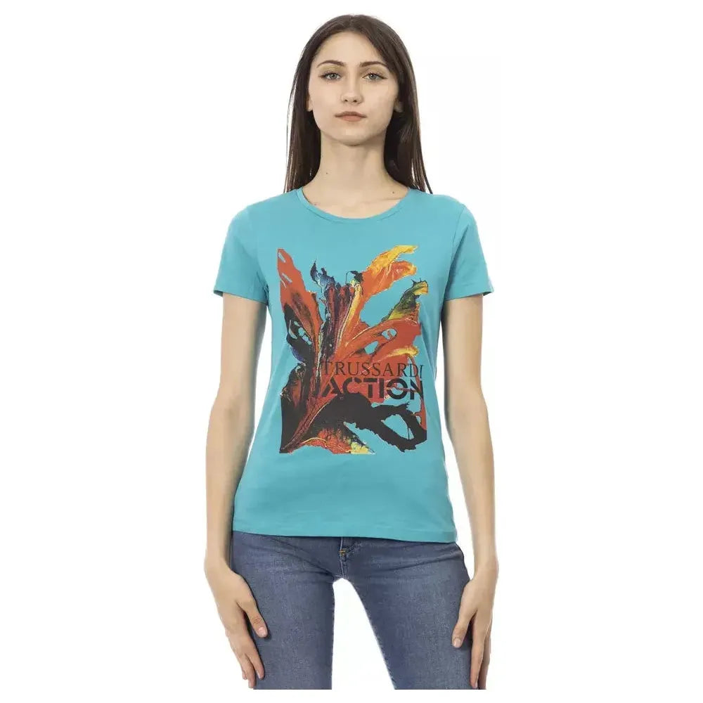 Trussardi Action Light Blue Cotton Women T-Shirt