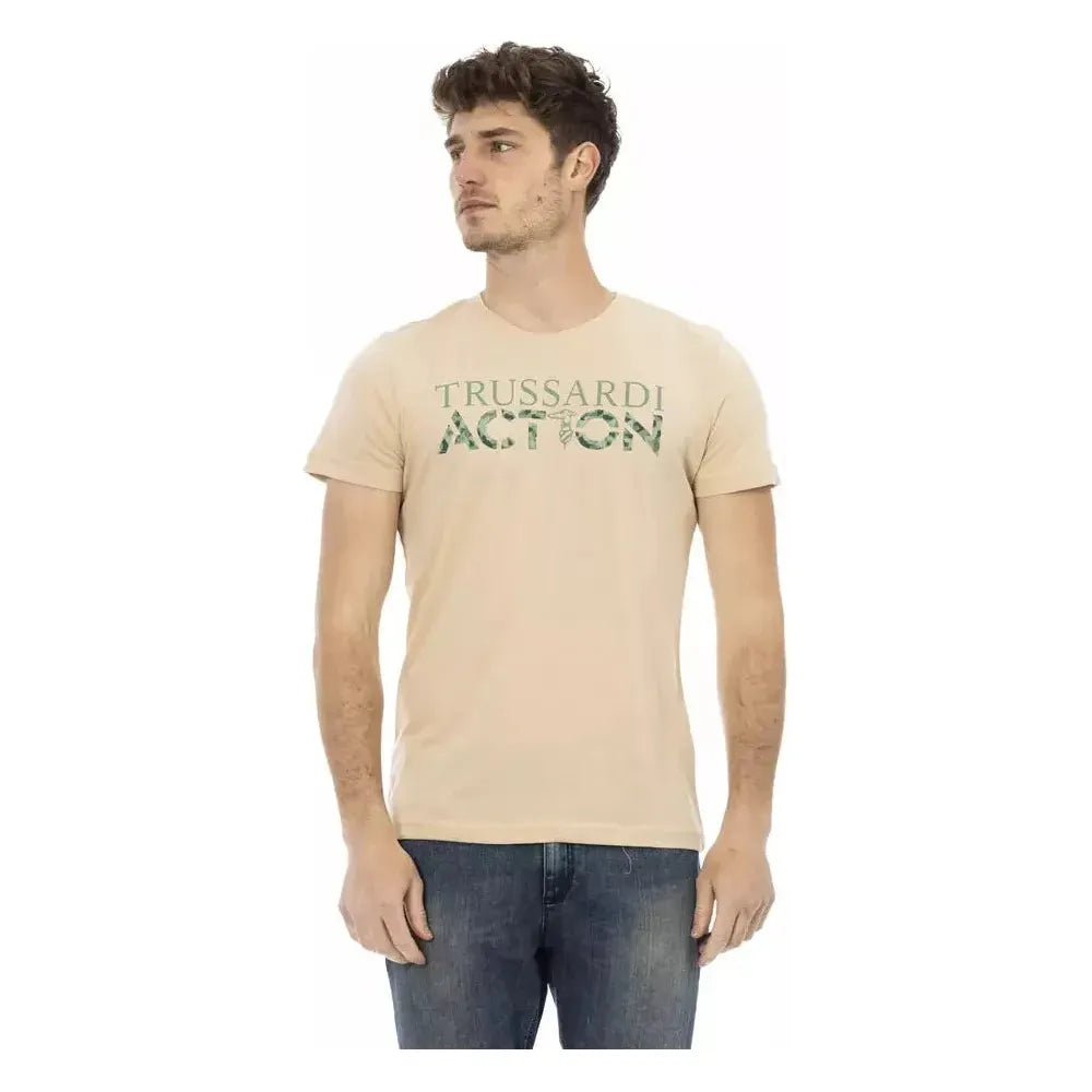 Trussardi Action Beige Cotton Men T-Shirt TR-22896-XL