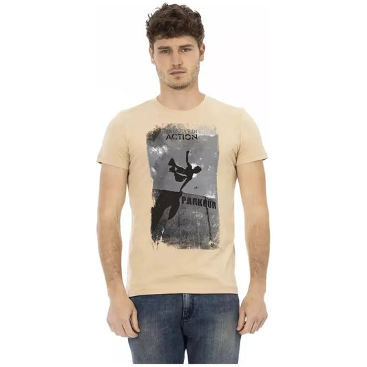 Trussardi Action Beige Cotton Men T-Shirt TR-22897-L
