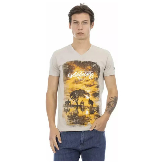 Trussardi Action Beige Cotton Men T-Shirt TR-22891-S