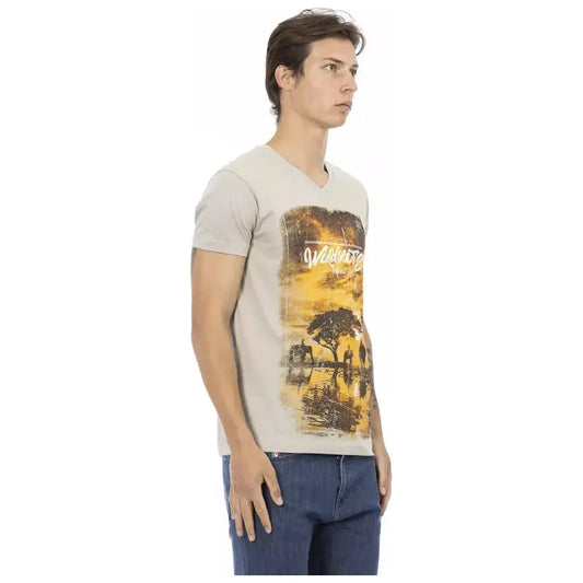Trussardi Action Beige Cotton Men T-Shirt TR-22891-S
